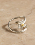 Real Chamomile Flower Ring, Handmade Nature Jewelry, Organic Forest Band, Gift for Health, Eco Sustainable Sterling Silver 925