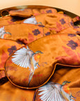Copper silk eye masks for sleep or meditation in beautiful 'Ember' print hand painted design