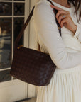 Genuine Leather Woven Style Boxed Pouch Bag