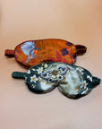 Copper silk eye masks for sleep or meditation in beautiful 'Ember' print hand painted design