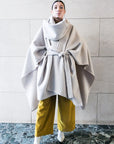 Midi recycled wool cape