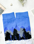 Estonian Flag Forest Socks in Blue Black White