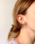 Textured Heart Chain Sterling Silver Stud Earrings