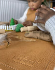 Premium Vegan Leather Double-Sided Play Mat for Kids - Reversible Camel and Oat Colors, Easy Clean Wipeable Surface by Vincabel's Playground at brixbailey.com