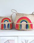 Vivid tassel rainbow basket - Extra Large