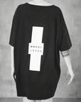 Premium limited edition oversized black tee, handprinted organic cotton, unisex, fair trade, luxury sustainable fashion by WWOOLLFF CO. at brixbailey.com
