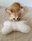 Natural Woolen Dog Toy - Bone - White