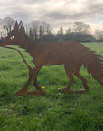 Rusty Metal Walking Fox Garden Decoration