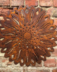 Large Rusty Metal Sunflower Garden Fence Decoration