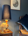 Black Cotton Lampshade | Extra Tall Cone Light Shade | Bespoke Handmade UK