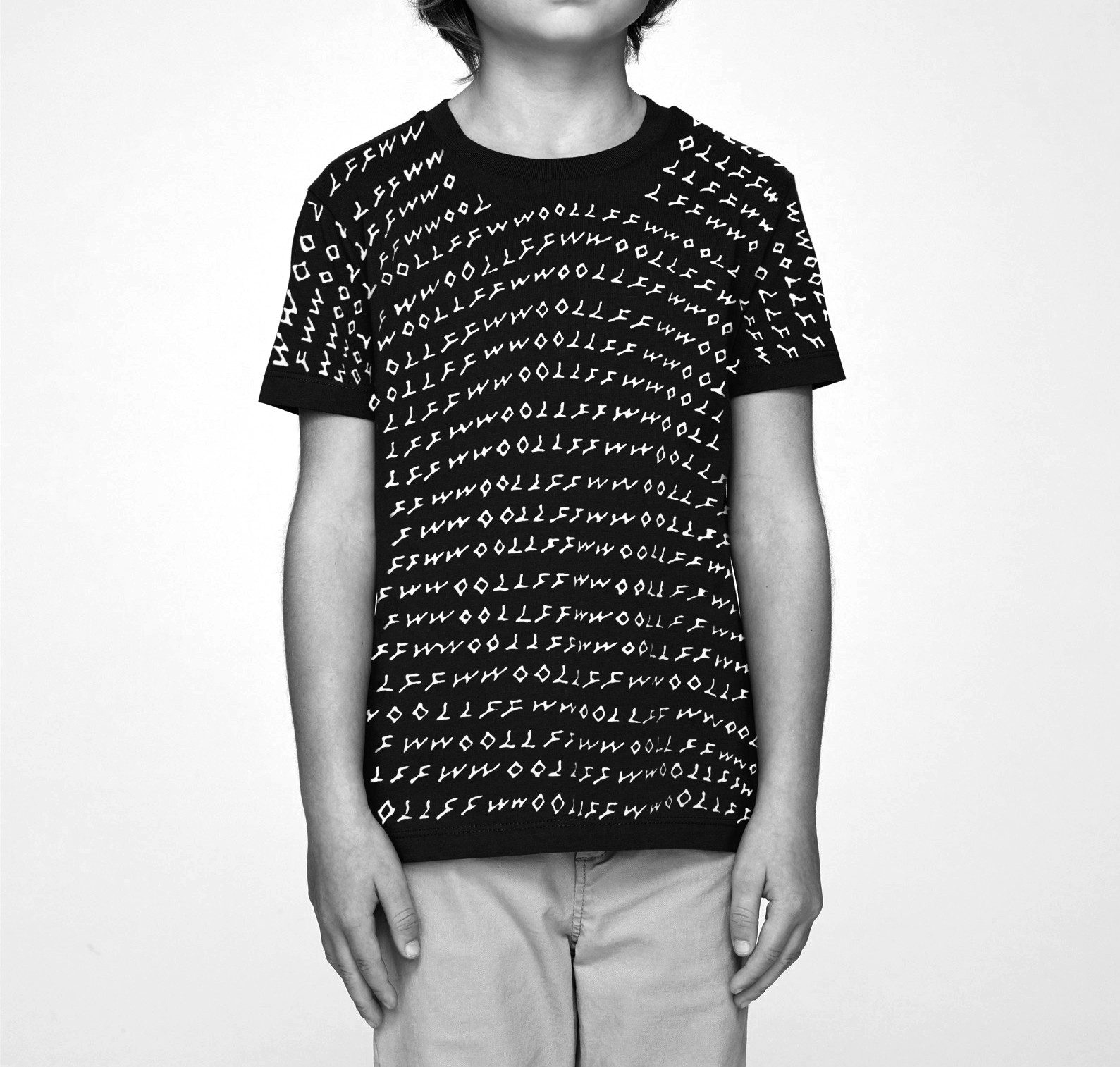 Limited edition unisex kids tee, handpainted premium organic cotton, stylish black graphic design, best-selling Finnish craftsmanship by WWOOLLFF CO. at brixbailey.com