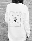 Luxury loose fit white long sleeve organic cotton shirt, handprinted premium limited edition, made to order, fair trade certified by WWOOLLFF CO. at brixbailey.com