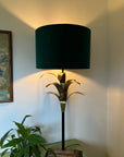 Green velvet wonderland drum lampshade, double sided lampshade with sage wonderland paper on interior