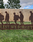 Metal Lest We Forget Garden Ornament - Soldier Scene Garden Decoration