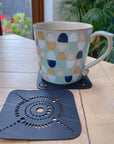 Square Handcrafted Recycled Rubber Coaster - A set of 2 or 4