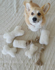 Natural Sheepskin Dog Toy - Bone - Beige