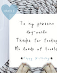 To my pawsome dog-Uncle card