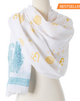 Lilac Paisley Cotton Shawl Hand Blocked