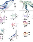 Ocean Wall Decal - Watercolour Sea Life Stickers - Colourful Ocean Theme