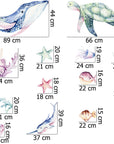 Ocean Wall Decal - Watercolour Sea Life Stickers - Colourful Ocean Theme