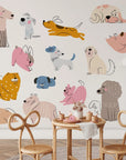 Hand Drawn Dogs Nursery Wall Decals - Cute Puppy Wall Stickers for Baby Room Décor & Kids Bedroom Art