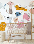 Hand Drawn Dogs Nursery Wall Decals - Cute Puppy Wall Stickers for Baby Room Décor & Kids Bedroom Art