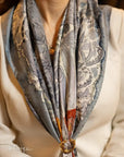 Indigo Floral Silk Scarf