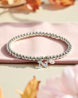 Initial & October Birthstone Bracelet | Personalised Stretch Bead Bracelet