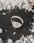Gothic Initial Round Silver Signet Ring