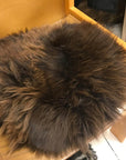 Premium British sheepskin roundie seat cover, natural brown undyed, 35cm, luxury handcrafted free-range organic fur by Wildash London at brixbailey.com