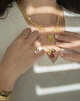 Janus Gold Charm Necklace: Pearl, Pink Zircon & Mother of Pearl