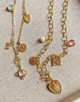 Janus Gold Charm Necklace: Pearl, Pink Zircon & Mother of Pearl