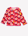 Reversible kids fleece jacket with retro floral print in pink by Bio-Baumwoll at www.brixbailey.com