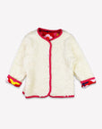 Reversible kids fleece jacket with retro floral print in pink by Bio-Baumwolle at www.brixbailey.com