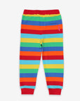 Premium striped organic cotton kids jogging pants, soft cozy fabric with stretch cuffs, trendy bright colors, best-selling comfy lounge wear by Toby Tiger at brixbailey.com