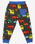 Stylish Kids Jogging Pants with Colorful Vehicle Print, Organic Cotton, Comfortable Playtime Outfit, GOTS Certified by Toby Tiger at brixbailey.com