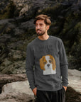Shadow of a King: Eco-Luxe Men’s Sweatshirt with Cavalier Royal Flair
