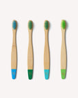 Children's Bamboo Toothbrush - 4 Pack - Aqua Colour