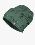 Kids Green Beanie Hat with Dog Print