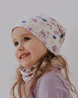 Kids Hat-Beanie for Autumn and Spring - Summer Flowers Pattern
