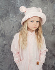 Kids Hat with Ears - Waves on Pink