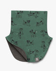 Kids Merino Neck Warmer Green Dog Print