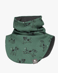 Kids Merino Neck Warmer Green Dog Print
