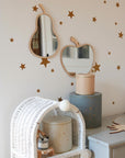 Apple Shaped Mirror with Natural Wood Frame