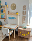 Kids Room Emoji Mirror – Child-Friendly Acrylic & Wood