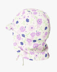 Kids Summer Sun Hat with Ear Flaps and Floral Print