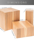 Floor Planter Podium Wooden Cubes (Set of 3)