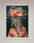 Kimono Zebra Flowers Framed Wall Art