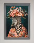 Kimono Zebra Flowers Framed Wall Art