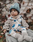 Eared Jumpsuit for Babies and Kids - Blue Hearts